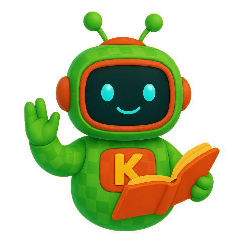 Kreebo, your story-making friend, waving hello